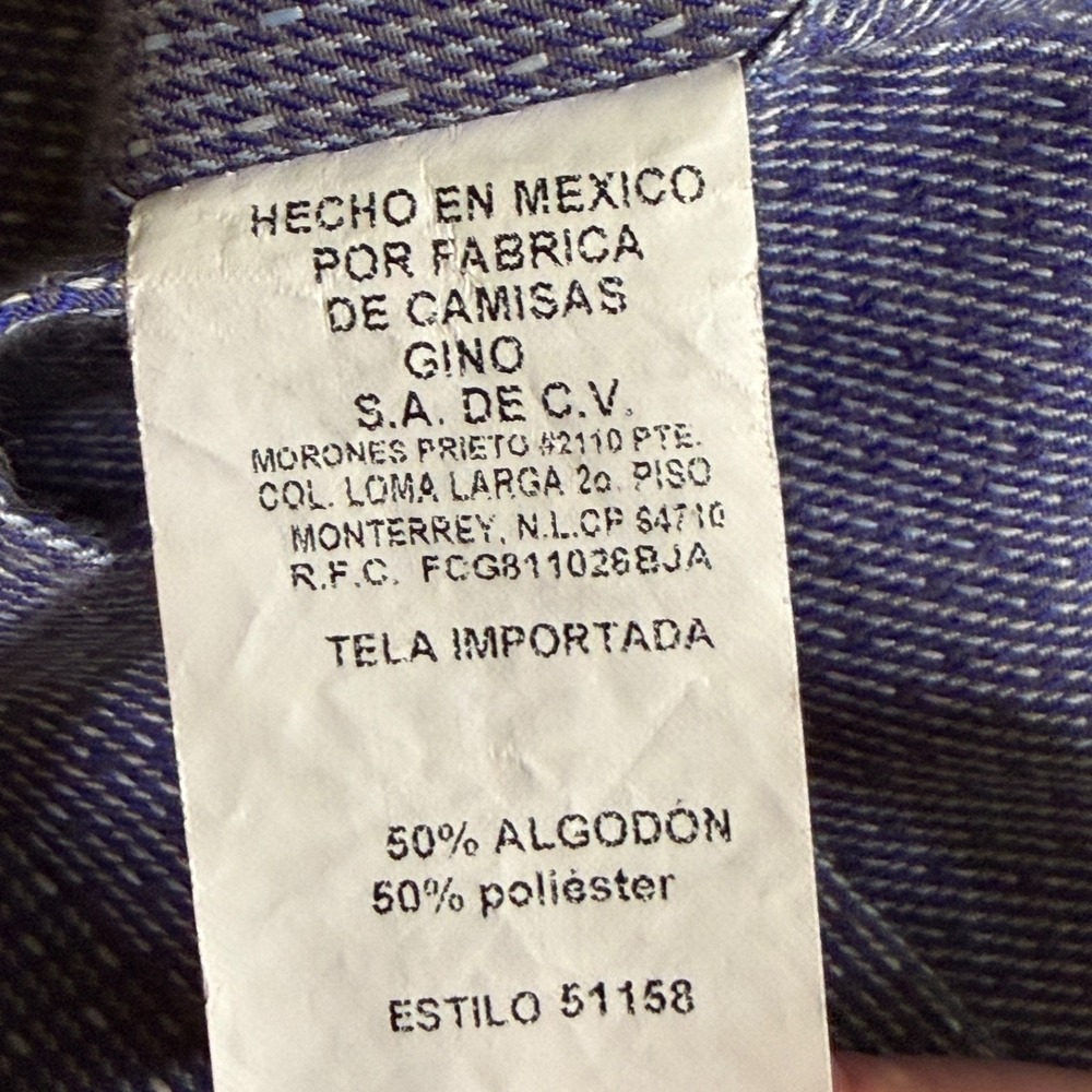 Texas Standard Short Sleeve Button Up Shirt Mens M Blue Geometric Texture Casual - Picture 5 of 7